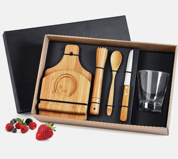 Kit Para Caipirinha Em Bambu/Madeira - 0,35 L - 6 Pçs - KE-00463 - Imagem 2