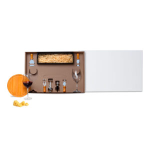 Kit Queijo E Vinho Com Espaço Para Garrafa - 9 Pçs - KT-90007-BCO