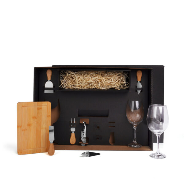 Kit Queijo E Vinho Com Espaço Para Garrafa - 9 Pçs - KT-90462 - Imagem 2