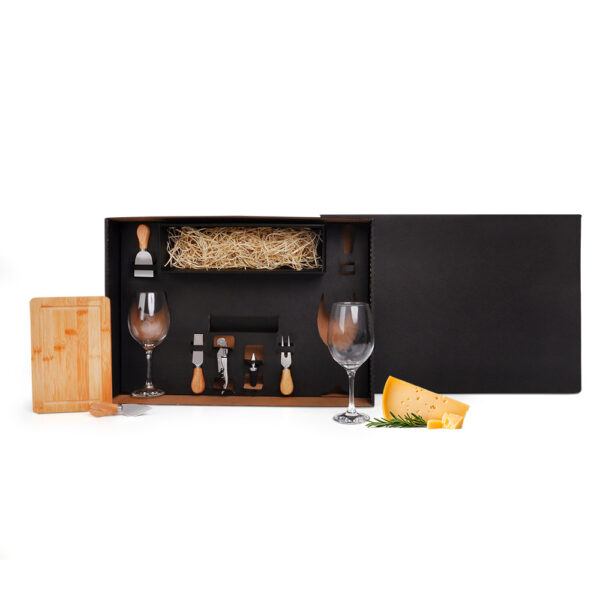 Kit Queijo E Vinho Com Espaço Para Garrafa - 9 Pçs - KT-90462 - Imagem 5