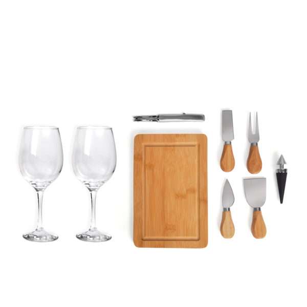 Kit Queijo E Vinho Com Espaço Para Garrafa - 9 Pçs - KT-90462 - Imagem 6