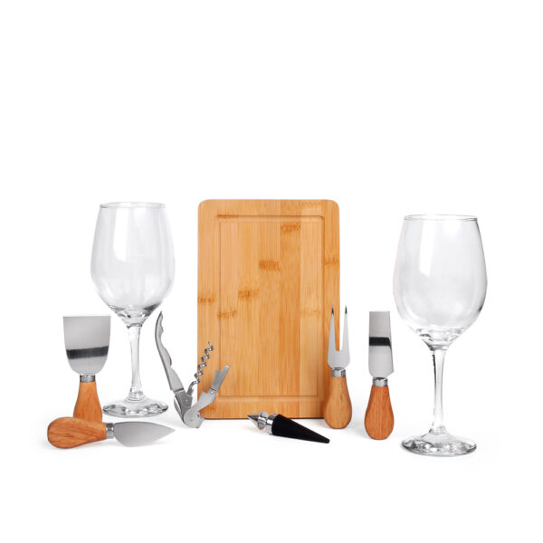 Kit Queijo E Vinho Com Espaço Para Garrafa - 9 Pçs - KT-90462 - Imagem 3