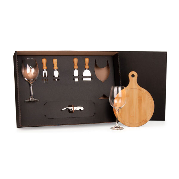 Kit Queijo E Vinho Com Tábua Redonda - 8 Pçs - KT-90106 - Imagem 2