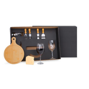 Kit Queijo E Vinho Com Tábua Redonda - 8 Pçs - KT-90106