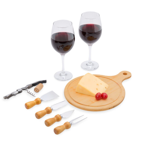 Kit Queijo E Vinho Com Tábua Redonda - 8 Pçs - KT-90106 - Imagem 6