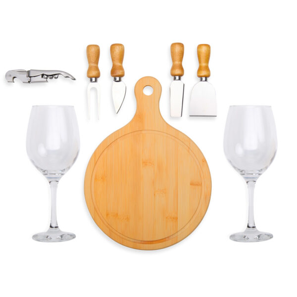 Kit Queijo E Vinho Com Tábua Redonda - 8 Pçs - KT-90106 - Imagem 4